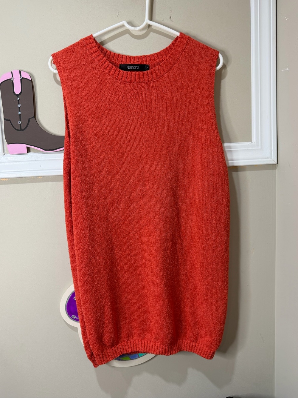 Sleeveless Red Knit Sweater and Knit Shorts set